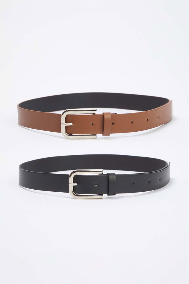 Black-Tan - Black-Mink 2-Pack Leather Look Belt TWOAW26KE00002
