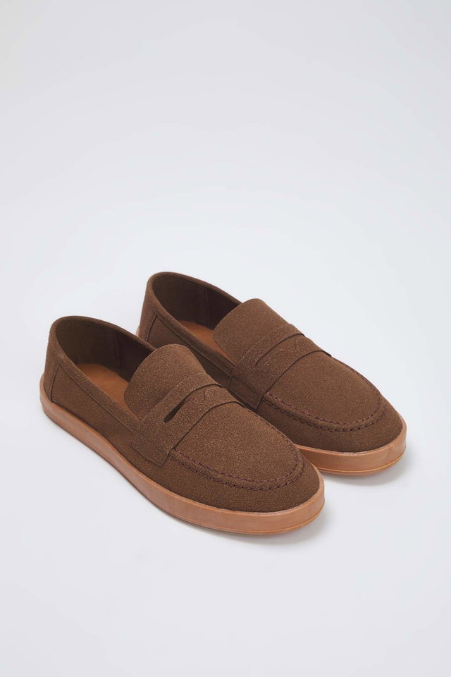 Brown - Mink Suede Men's Loafer Shoes TAKSS25LA00019