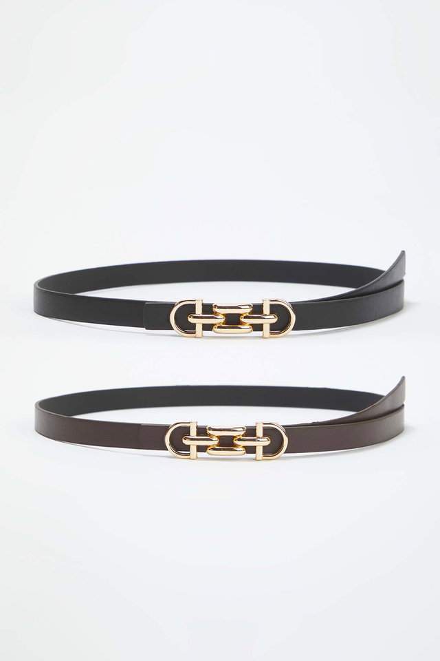 Black-Brown - Black-Brown 2-Pack Leather Look Belt TWOAW26KE00005