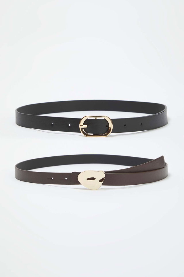 Black-Brown - Black-Brown 2-Pack Leather Look Belt TWOAW26KE00009