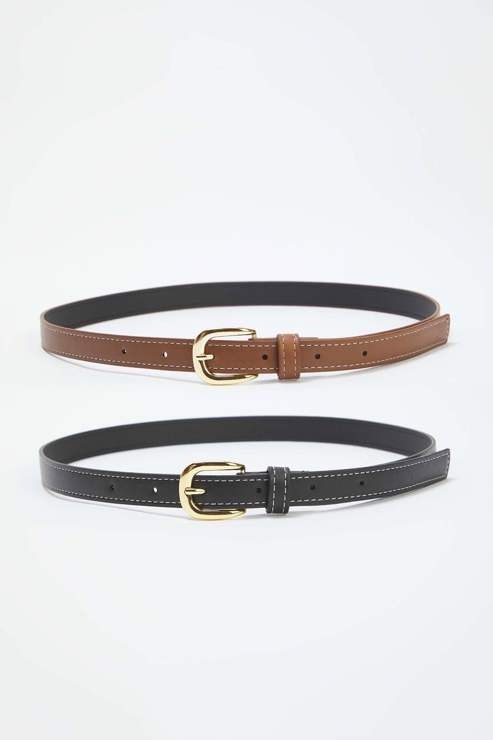 2-Pack Leather Look Stitched Detail Belt TWOAW26KE00010