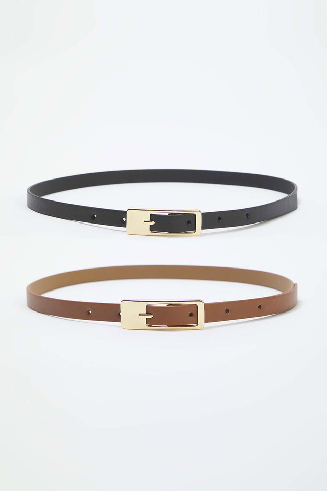 Black-Tan - Black-Tan 2-Pack Leather Look Belt TWOAW26KE00006