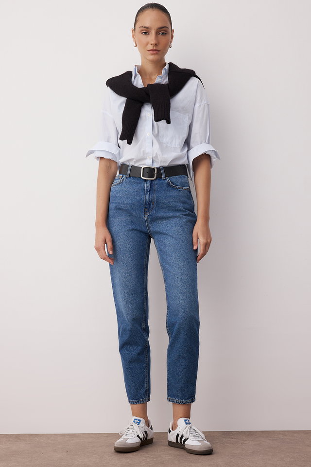 Blue - Black High Waist Mom Jeans TWOSS23JE00085