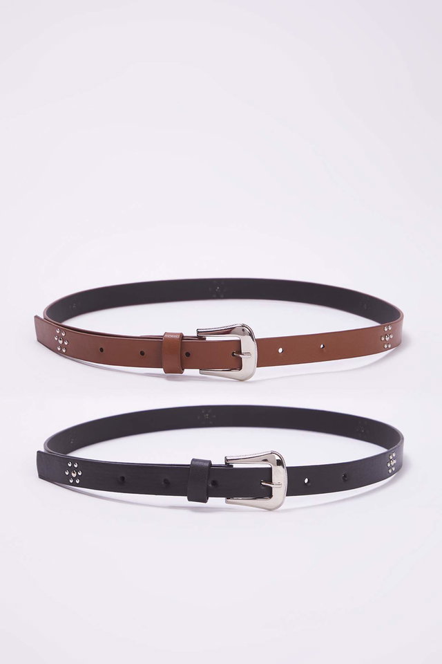 Black-Tan - Black-Tan 2-Pack Leather Look Troc Detailed Belt TWOAW26KE00000