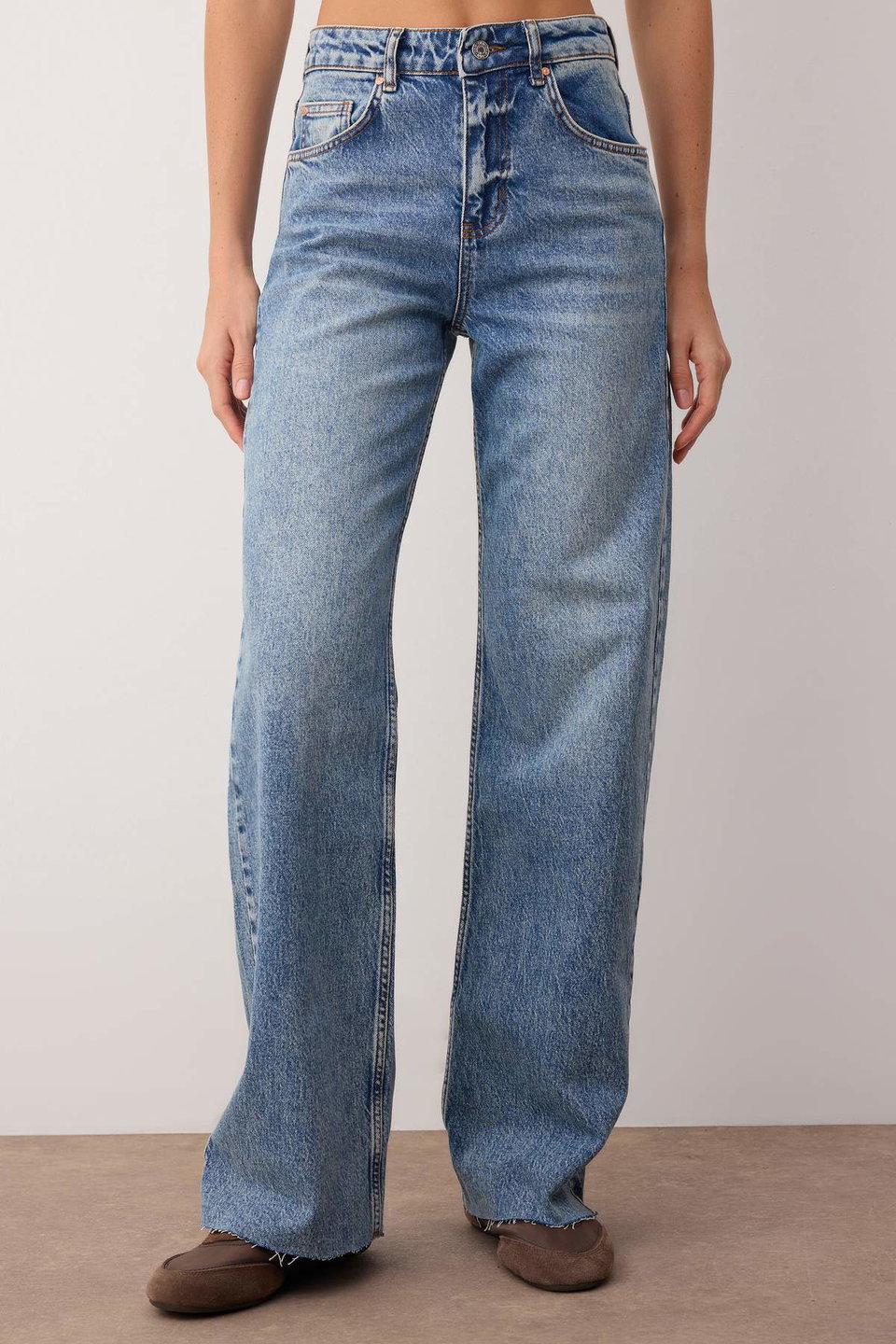High Waist Cut-Out Wide Leg/Flared Comfort Palazzo Jeans Twoaw26Je00081