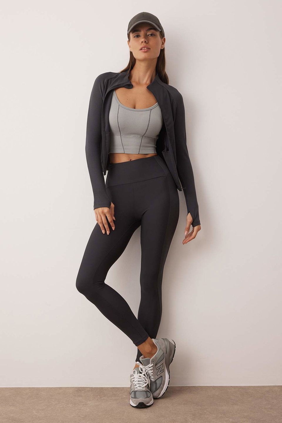 Twill Fabric Detailed Slimming Look Full Length Sports Tights THMAW26TY00009