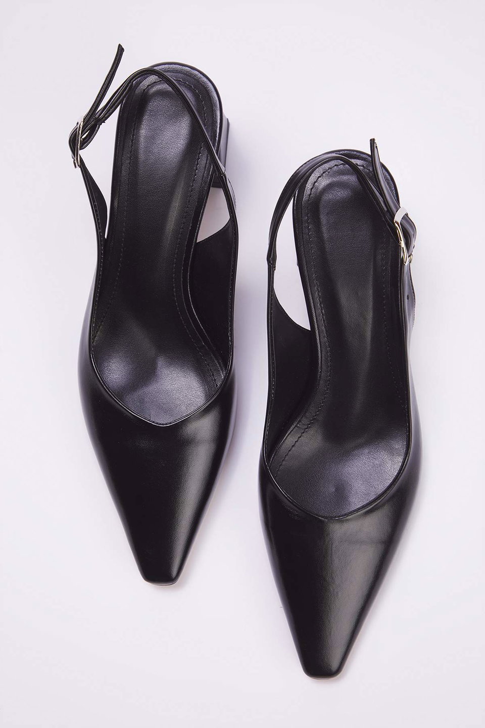 Patent Leather Buckle Detailed Pointed Toe Women's Block Heel Shoes TAKAW26TO00010