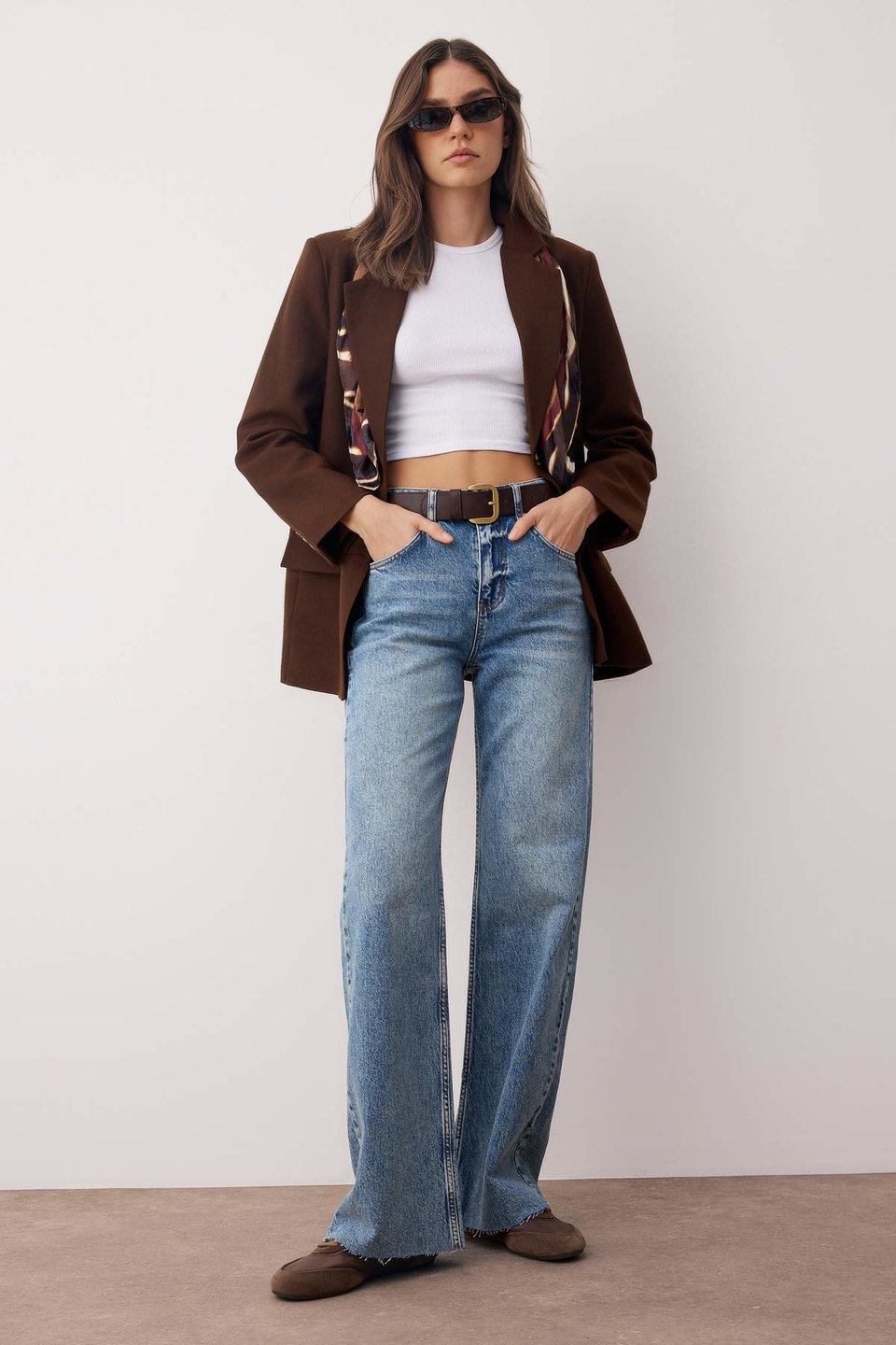 High Waist Cut-Out Wide Leg/Flared Comfort Palazzo Jeans Twoaw26Je00081