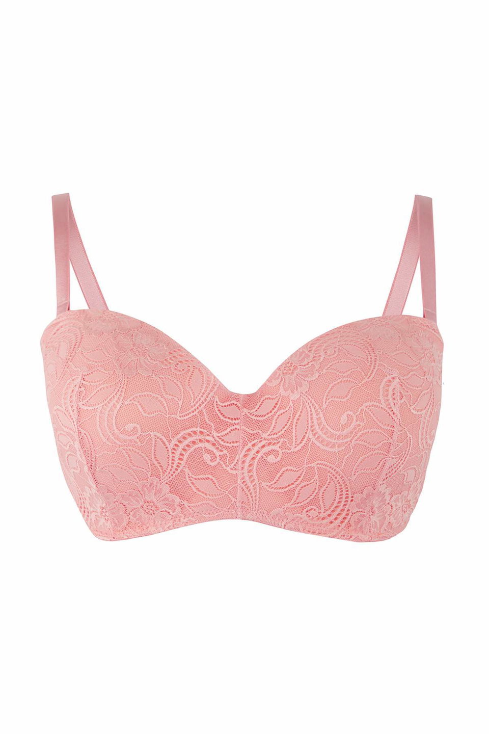Removable Strap Covered Lace Lilyum Unpadded Strapless Plus Size Bra Tbbaw26Cw00006
