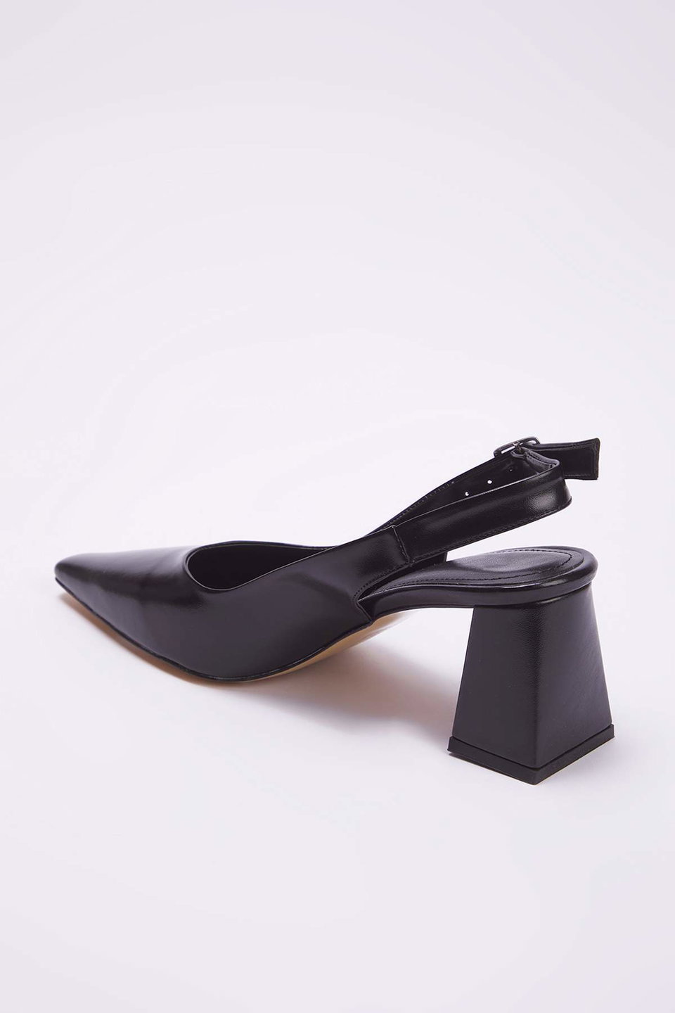 Patent Leather Buckle Detailed Pointed Toe Women's Block Heel Shoes TAKAW26TO00010