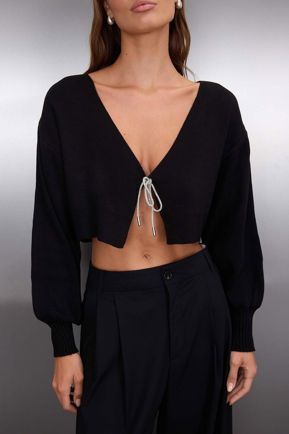Super Crop Basic Bow Knit Cardigan TWOAW24HI00315