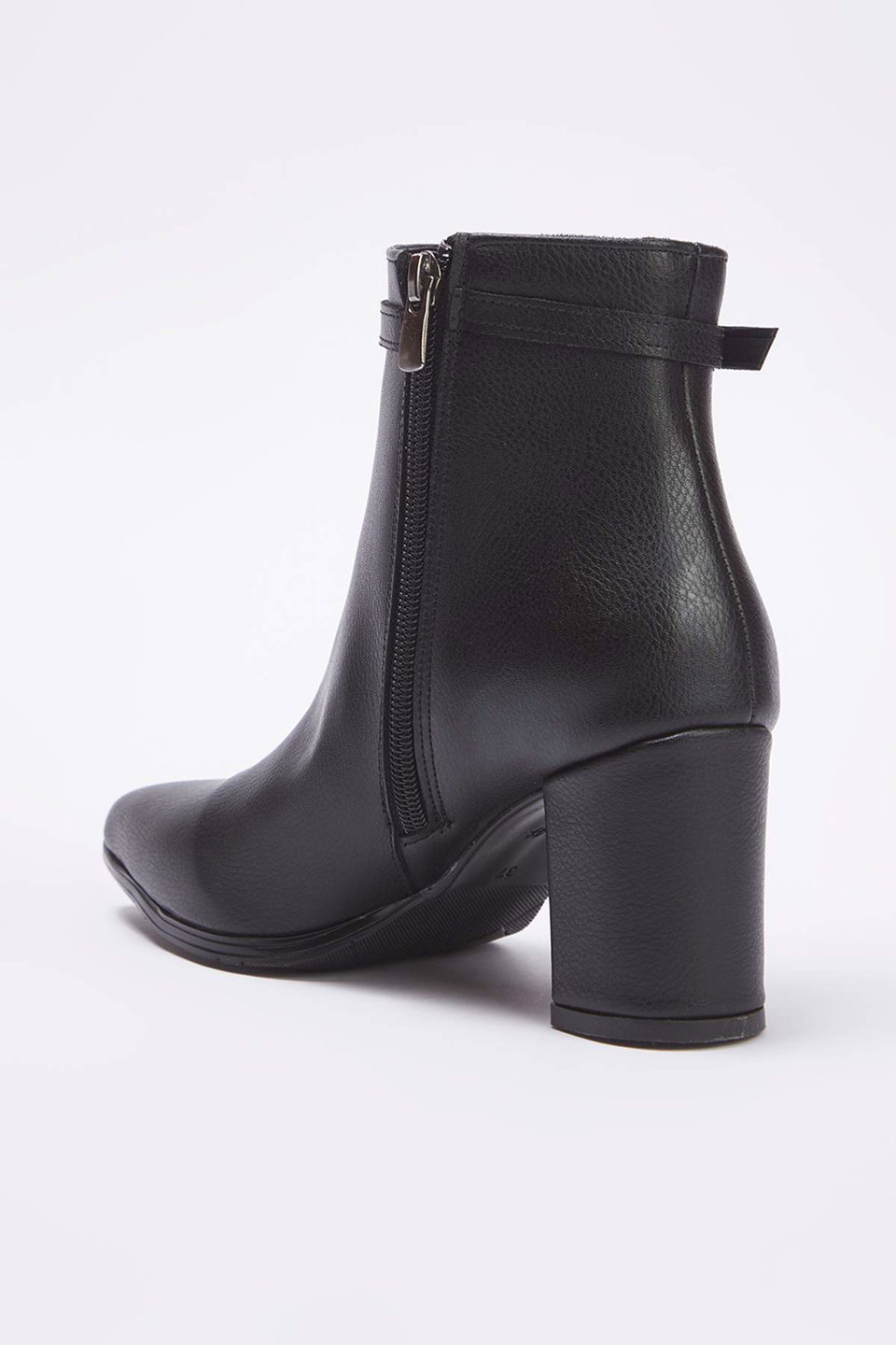 Buckle Detailed Pointed Toe Block Heel Ankle Boots for Women TAKAW26BO00059
