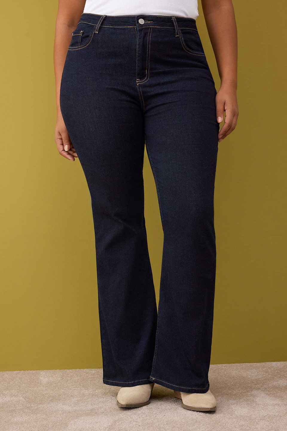 High Waist Flared Denim Plus Size Flare Jeans TBBAW26CJ00030