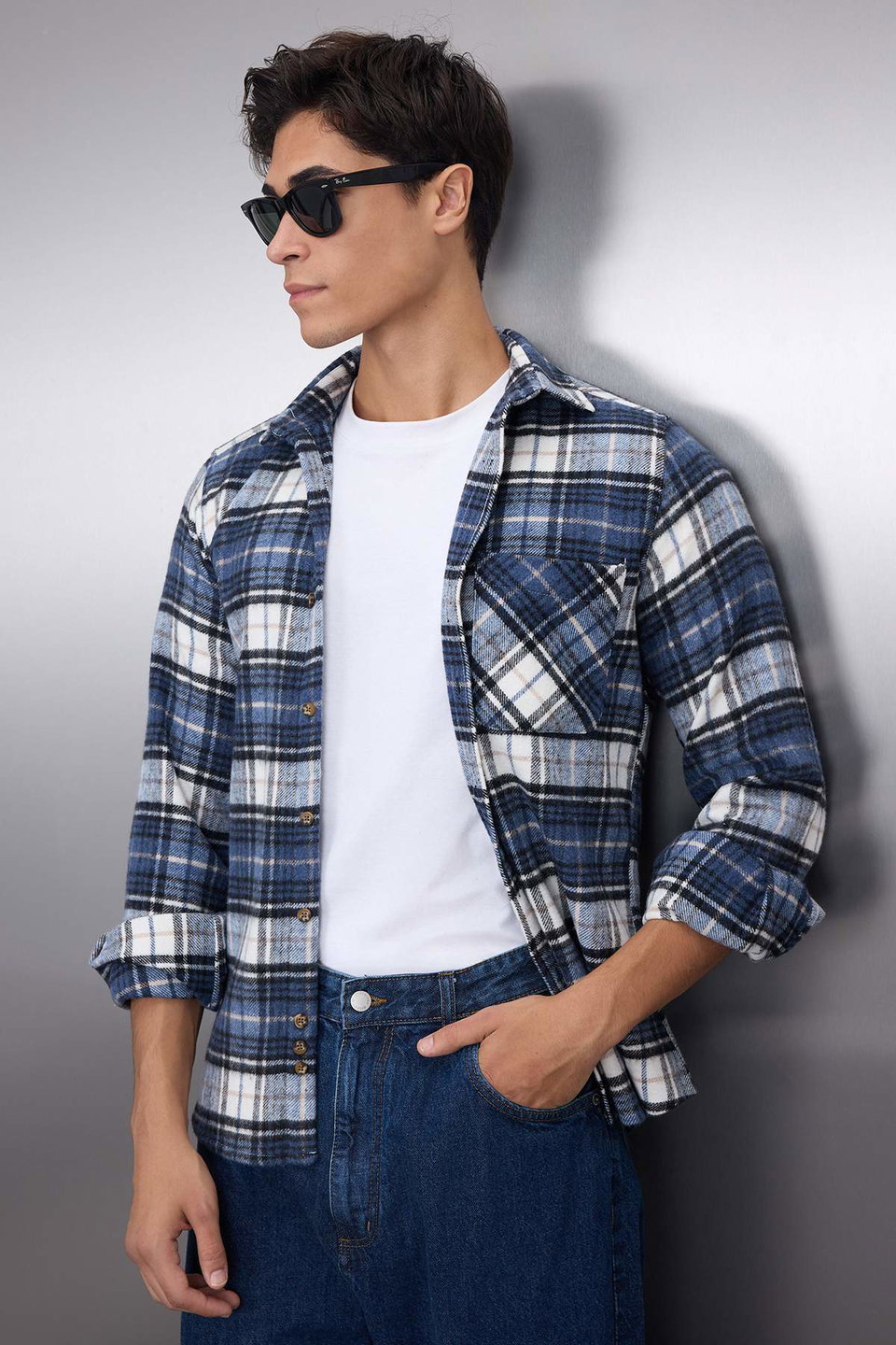 Slim Fit Winter Checkered Plaid Lumberjack Shirt TMNAW22GO0090