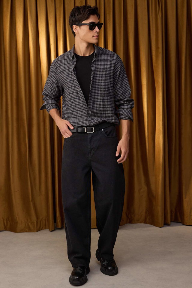 Schwarz - Special Collection Black Smoke Skater Loose / Wide Baggy Denim Pants Jeans Tmnaw26Je00000