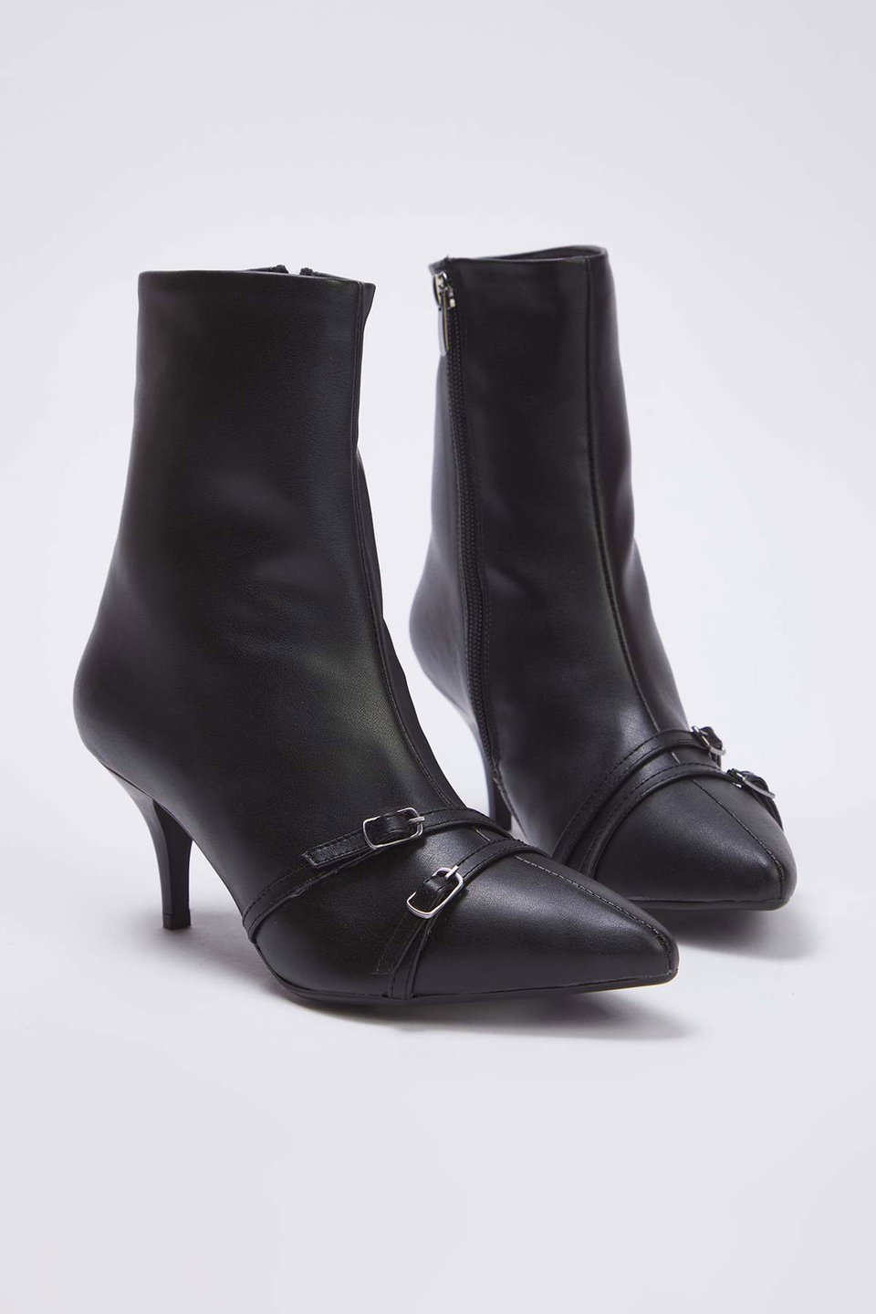 Women's Pointed Toe Thin Heel Ankle Boots with Strap Detail TAKAW26BO00064