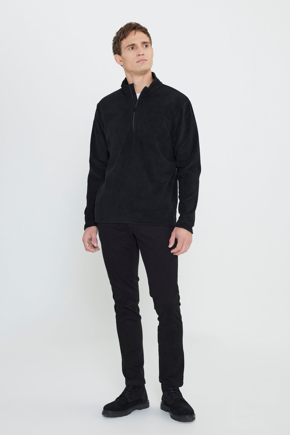 Anti-Pilling Non-Pilling Standard Fit Bato Collar Cold-Proof Men's Sweatshirt Fleece