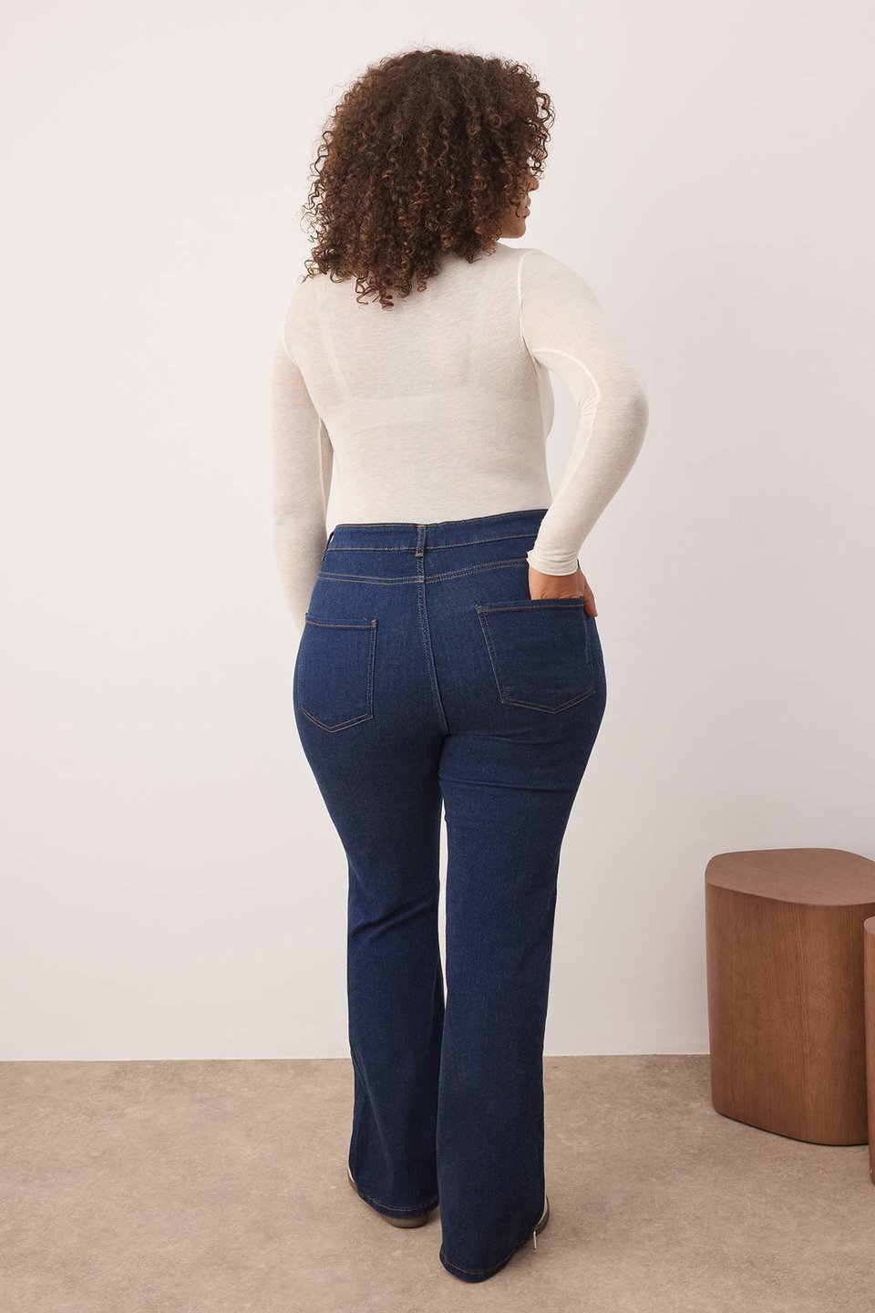 High Waist Stretch Fabric Spanish Leg Flare Fit Plus Size Jeans Tbbaw23Je00001