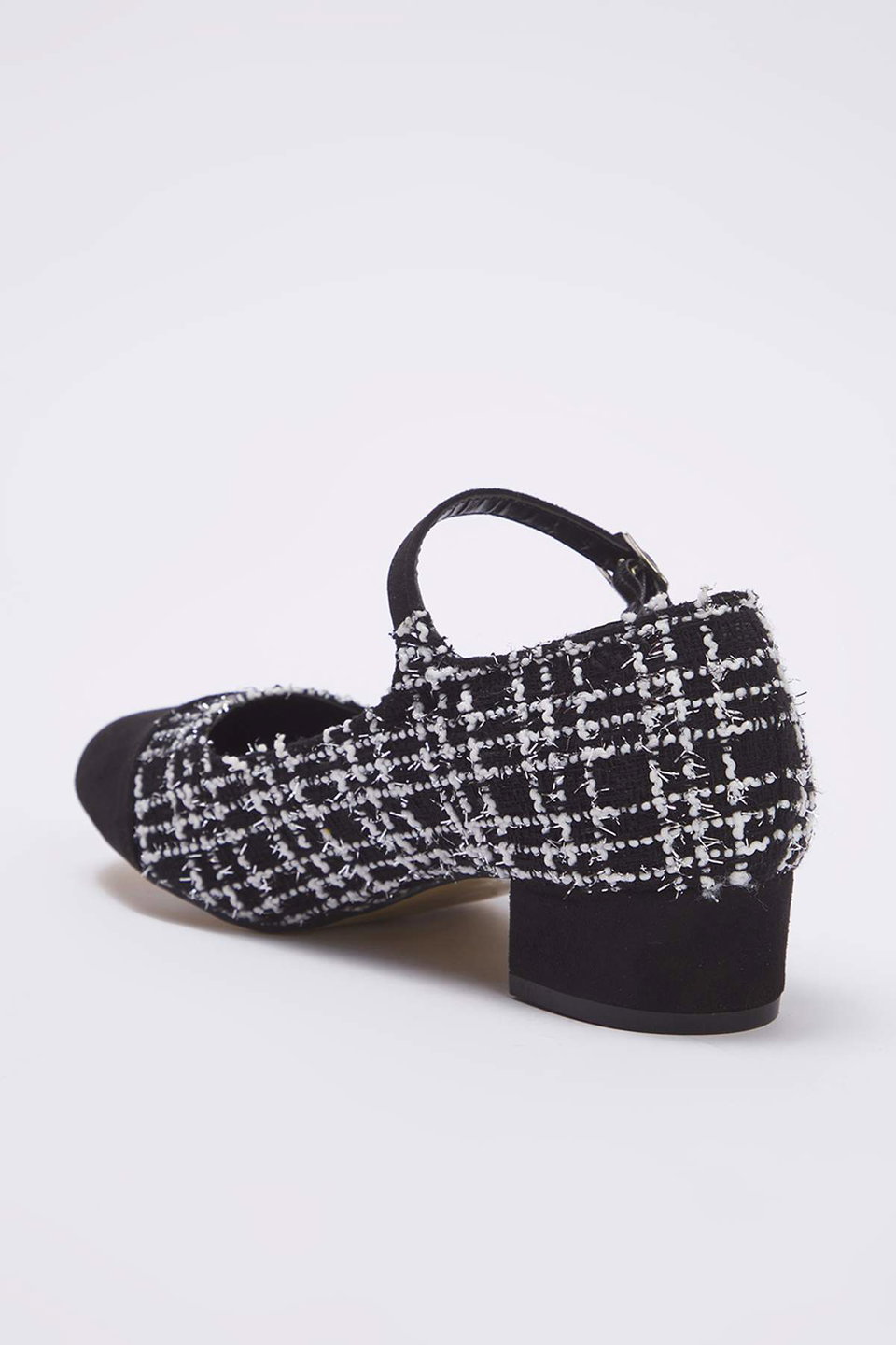 Tweed Round Toe Mary Jane Women's Block Heel Shoes TAKAW26TO00004