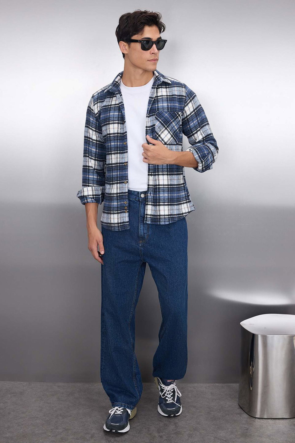 Slim Fit Winter Checkered Plaid Lumberjack Shirt TMNAW22GO0090