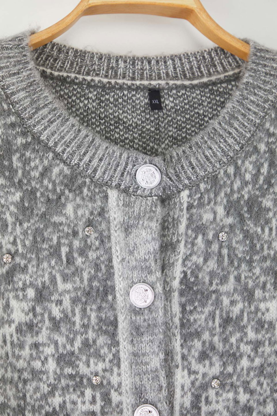 Button Detailed Soft Textured Patterned Jacket-Look Knitwear Cardigan TBBAW26AV00022