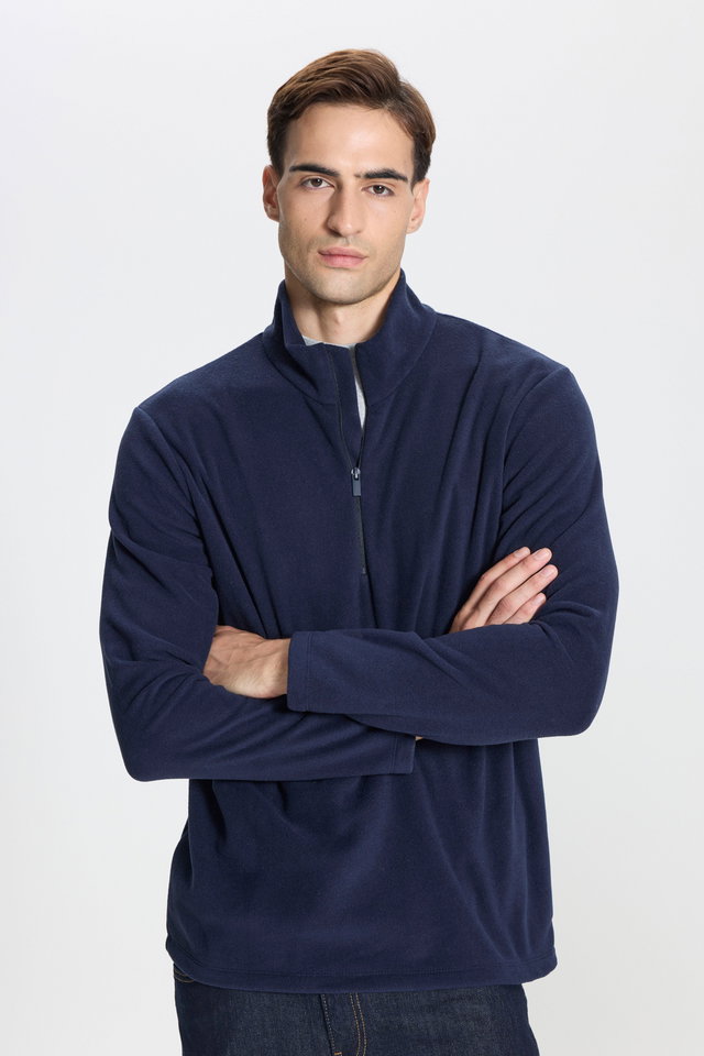 Navy blue - Anti-Pilling Non-Pilling Bato Collar Cold-Proof Men's Standard Fit Sweatshirt Fleece