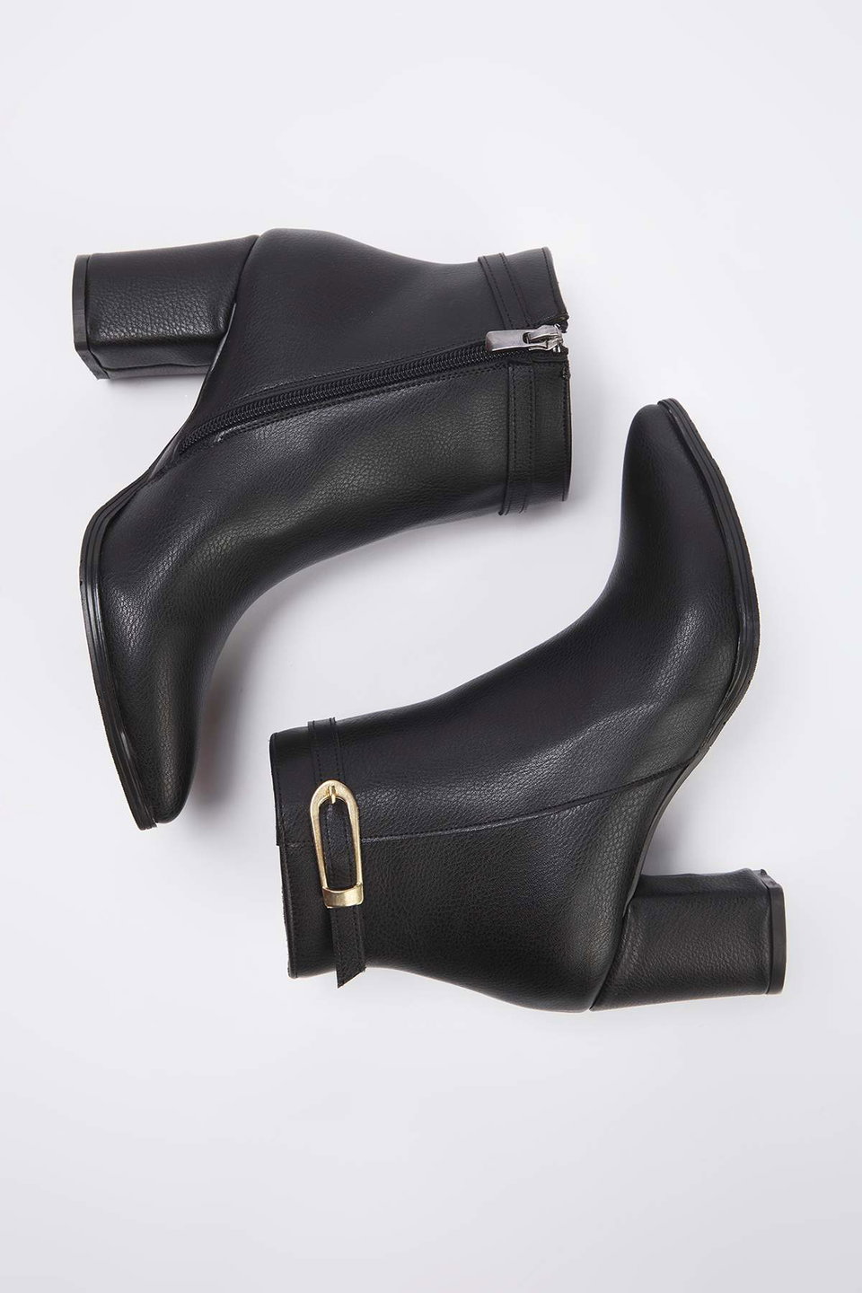 Buckle Detailed Pointed Toe Block Heel Ankle Boots for Women TAKAW26BO00059