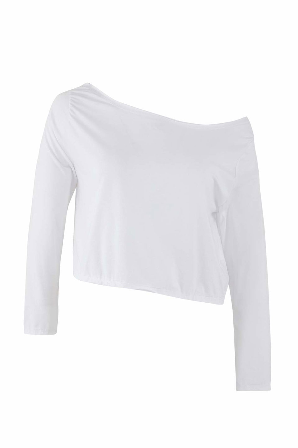 2-Pack 100% Cotton Asymmetrical Boat Neck Crop Knit T-Shirt TBBAW26BF00001