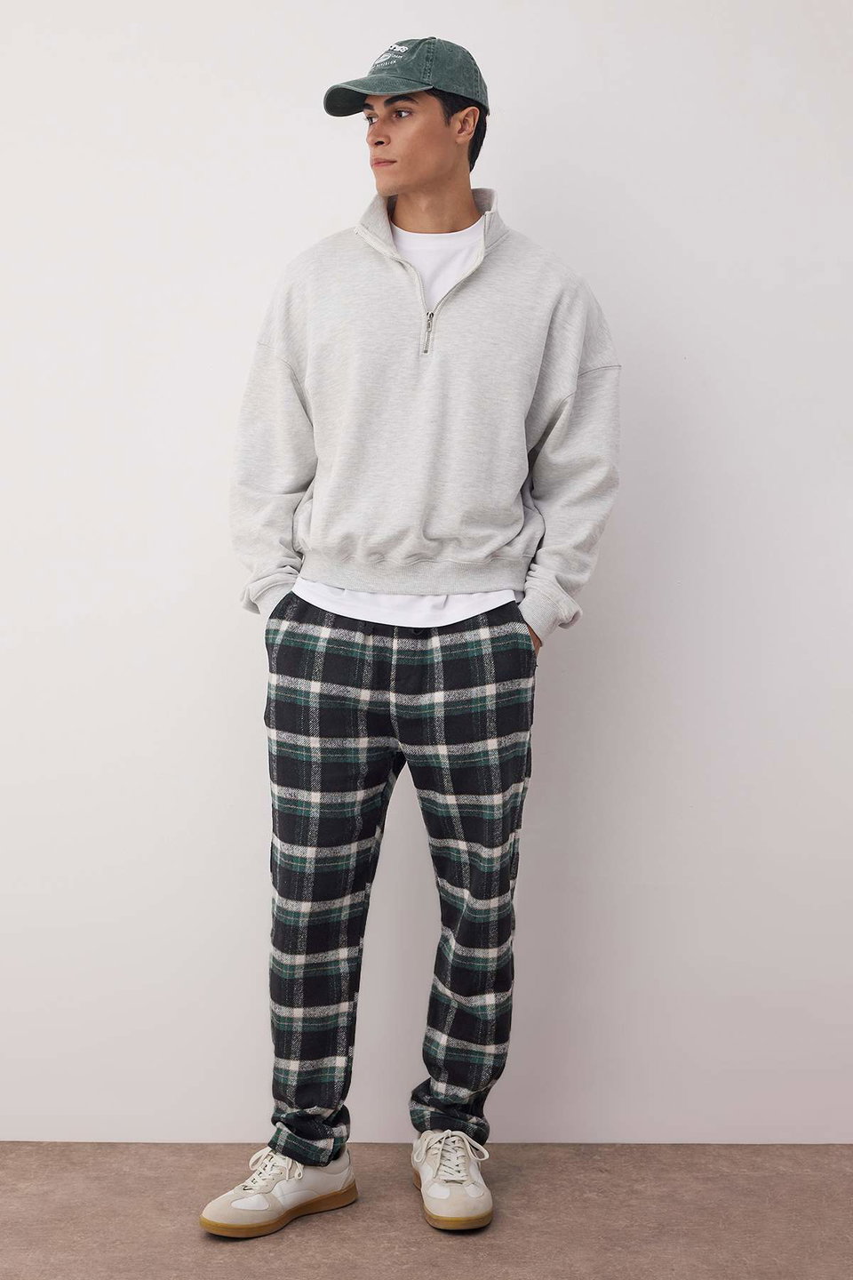 Multicolored Plaid Woven Regular Unisex Pajama Bottoms Tracksuit THMAW21PJ0013