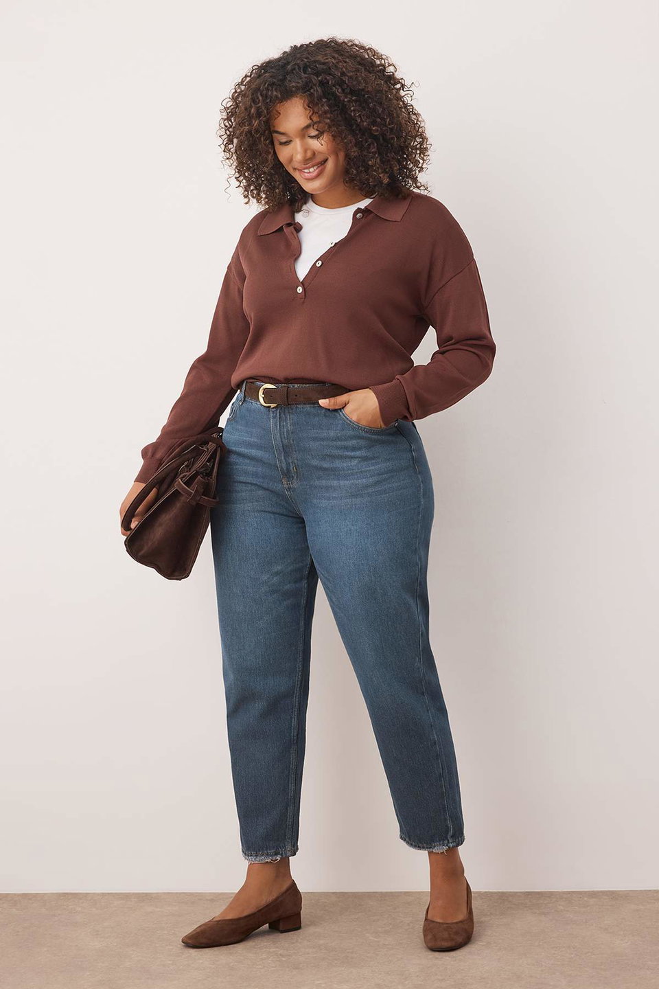 High Waist Leg Opening Destroy Detail Mom Fit Denim Plus Size Jean Tbbaw26Cj00010