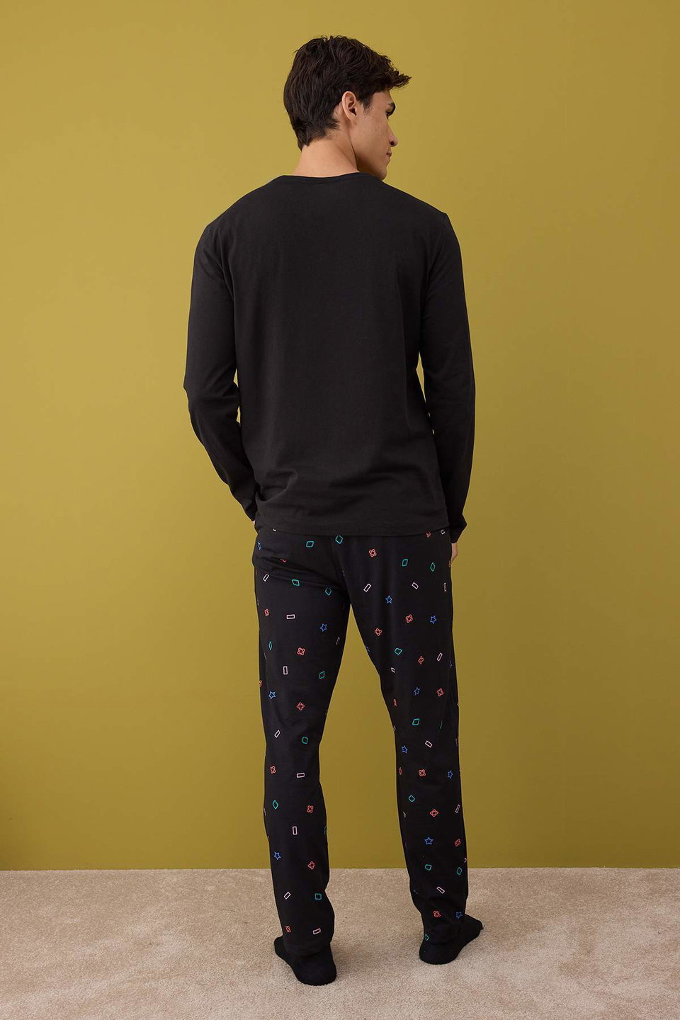 Regular Fit Printed Knitted 100% Cotton Pajama Set TMNAW24PT00012