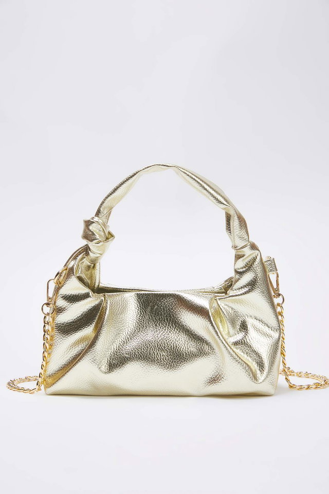 Gold - Gold Chain Strap Women's Hand and Shoulder Bag TAKAW26OC00026