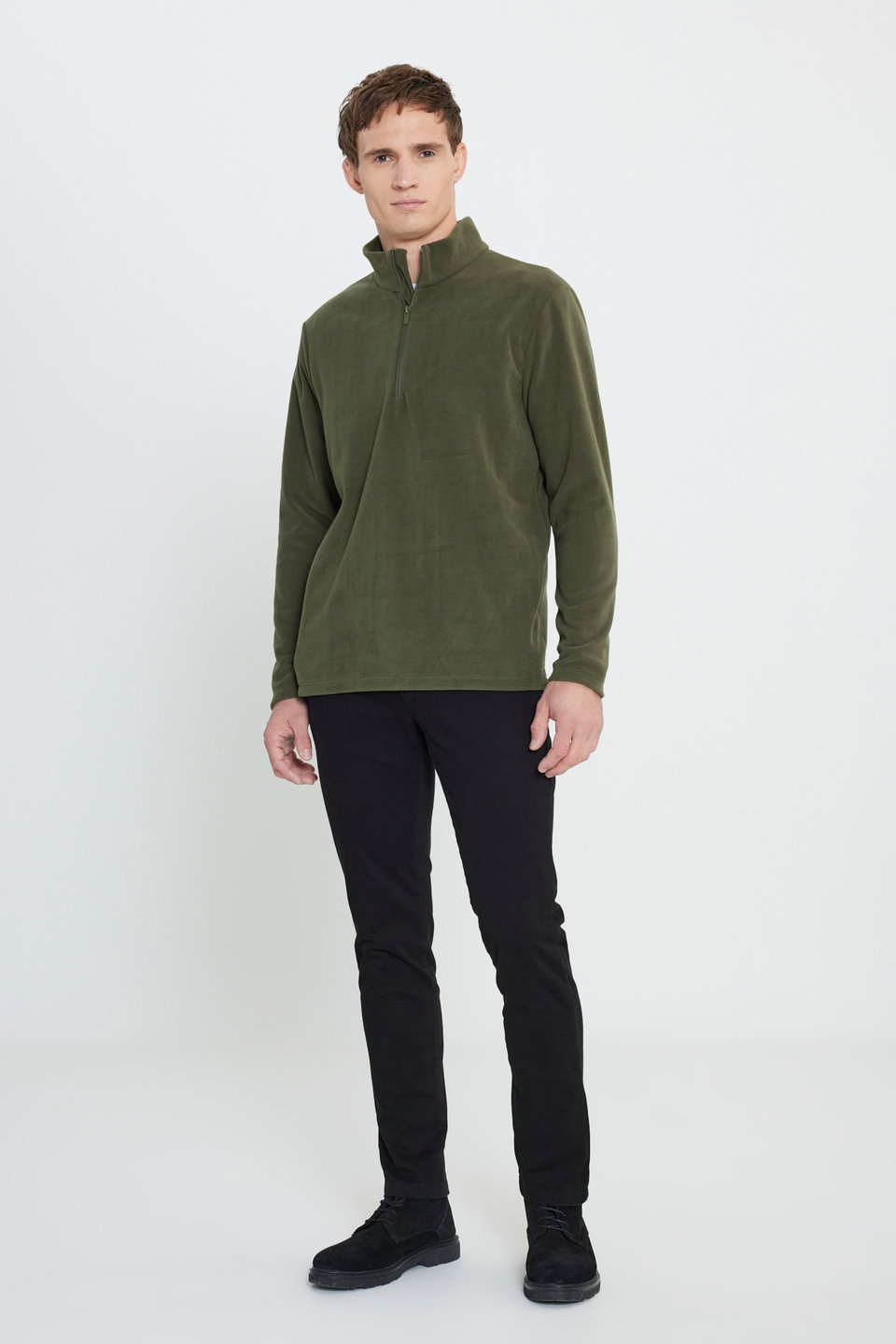 Anti-Pilling Non-Pilling Bato Collar Cold-Proof Men's Standard Fit Sweatshirt Fleece