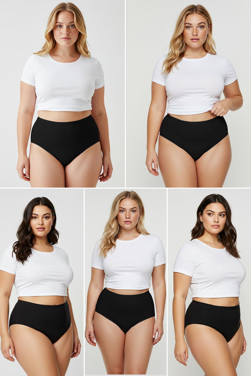 Multicolored 5-Pack Cotton High Waist Classic Plus Size Panties TBBSS25CM00013