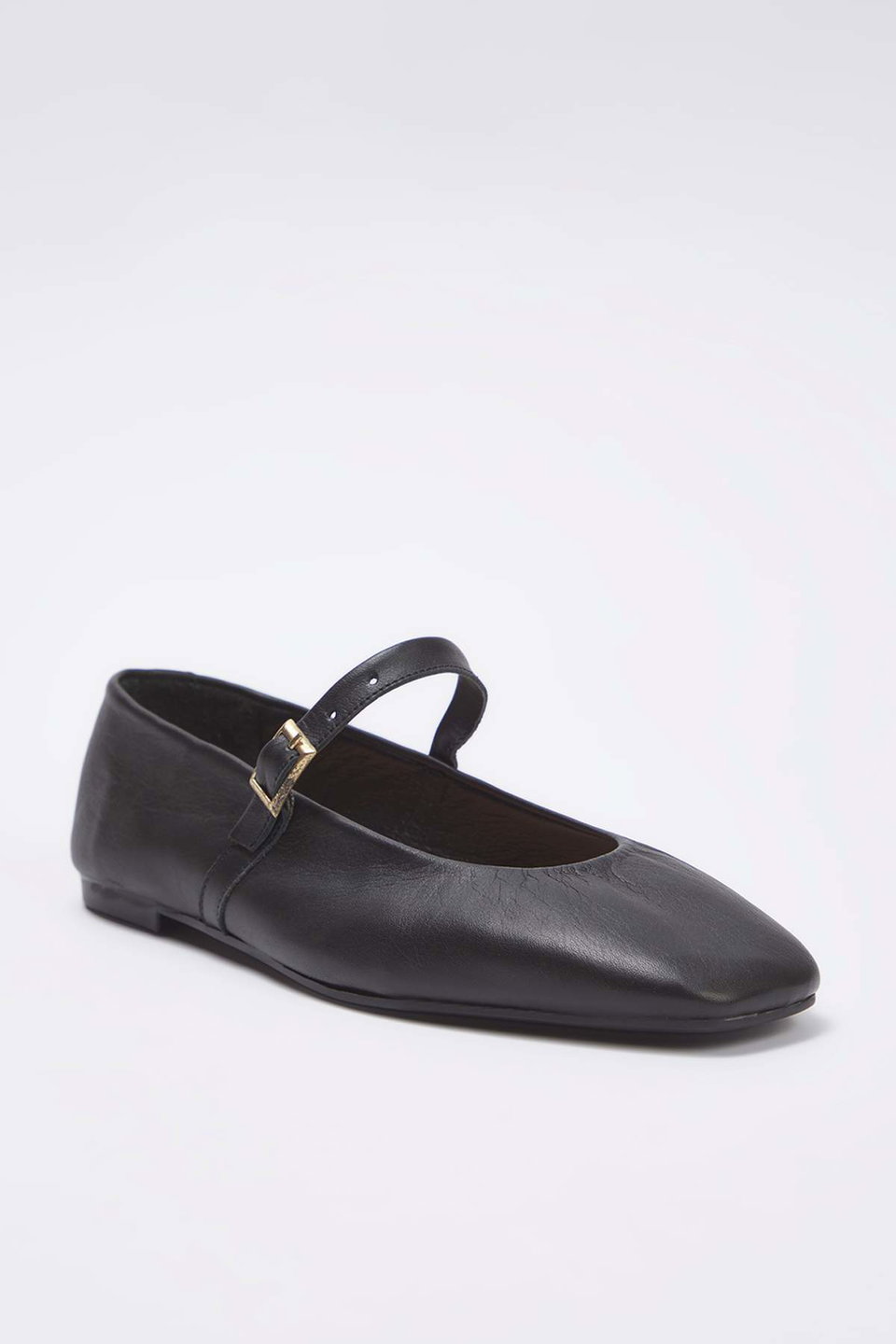 Genuine Leather Square Toe Women's Ballerinas TAKAW26BE00009