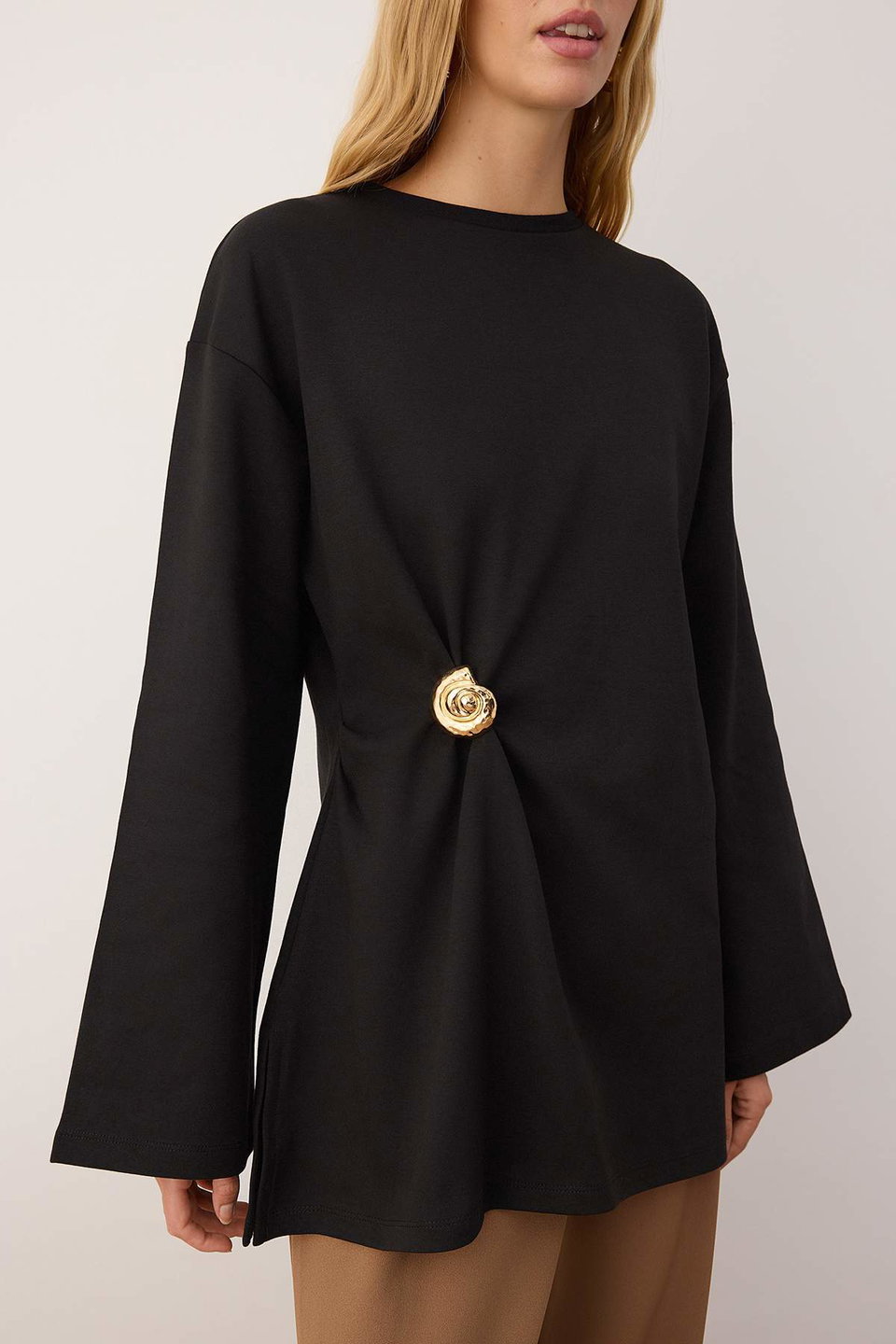 Soft Fabric Buckle Detailed Knitted Tunic TCTAW26UK00000