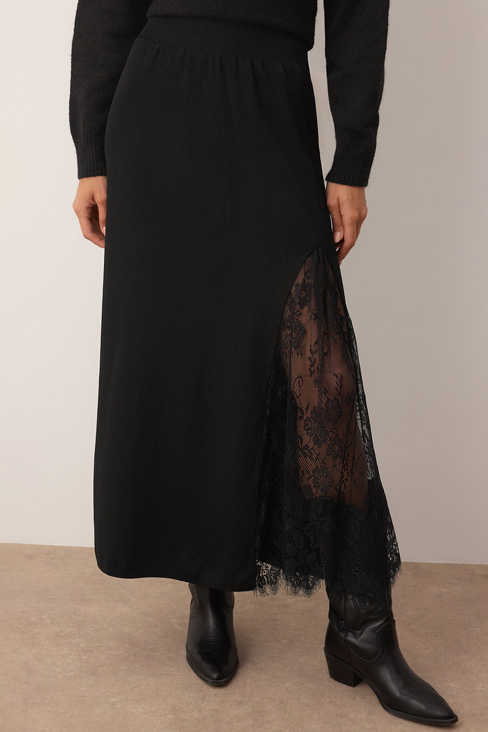 Knitwear Lace Slit Detailed Maxi Skirt Twoaw26Et00117