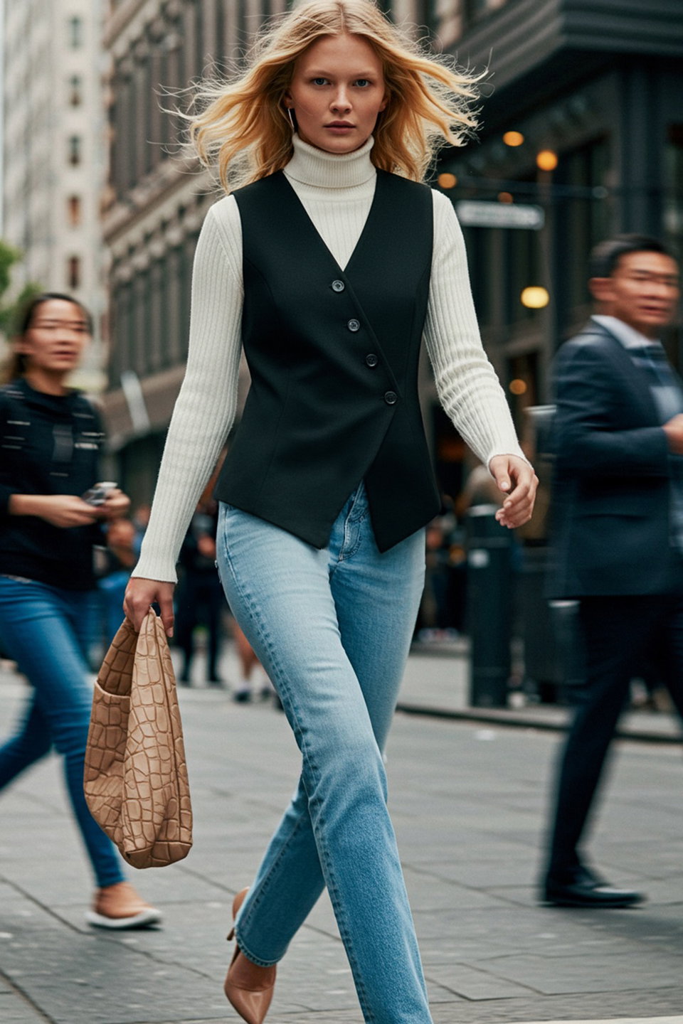 Regular Asymmetrical Buttoned Woven Vest TWOSS24YE00007