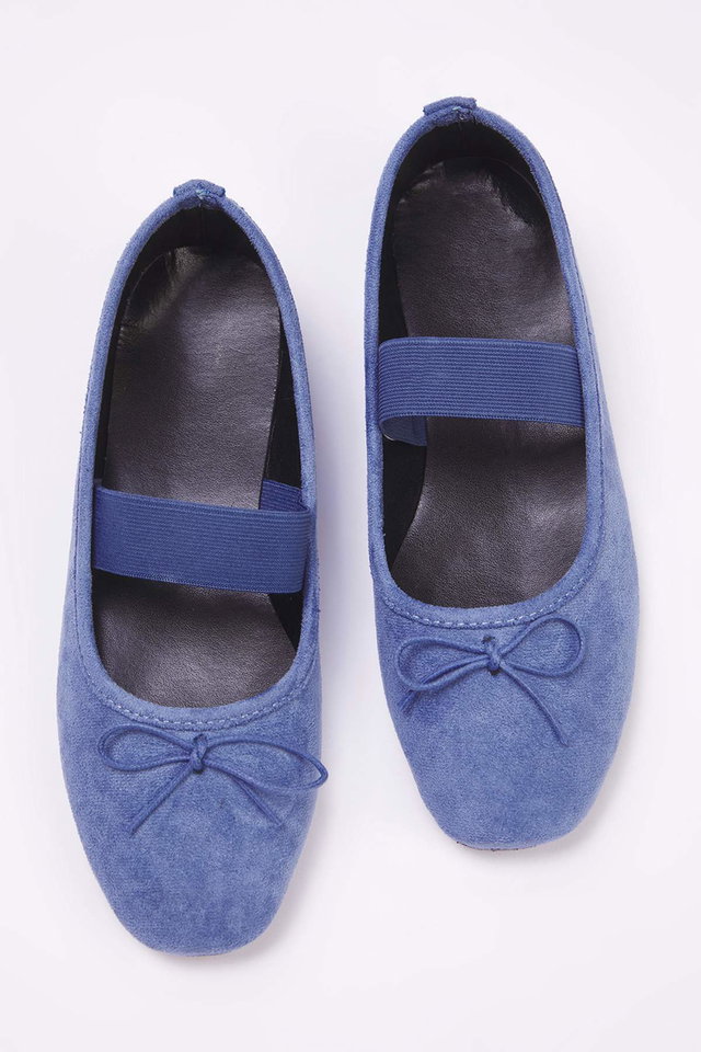 Indigo - Indigo Suede Bow Square Toe Mary Jane Women's Ballet Flats Takss25Be00038