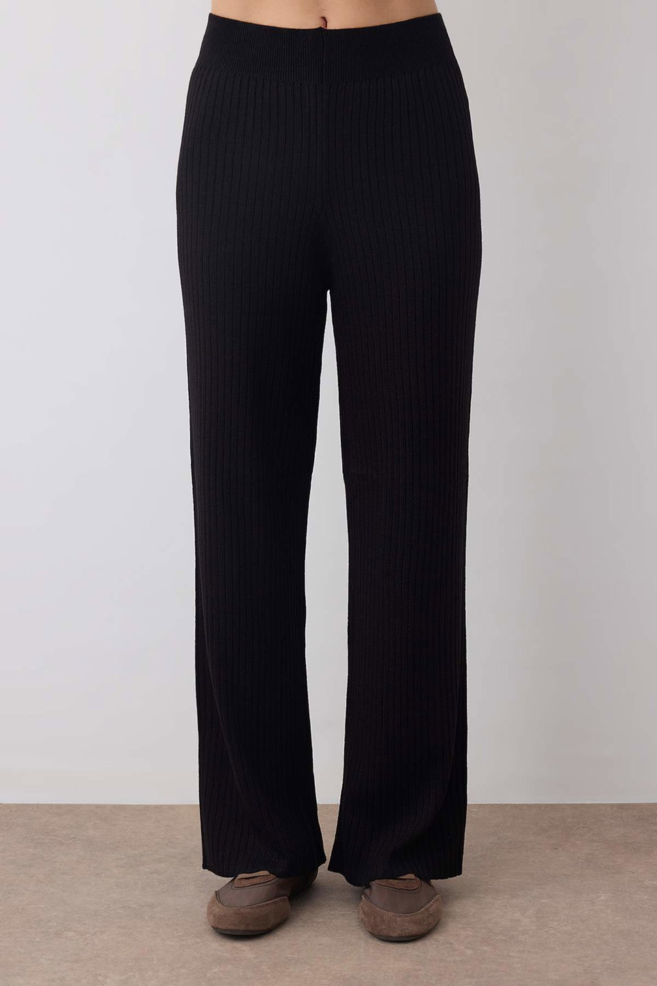 Wide Pattern Basic Ribbed Knitwear Bottom-Top Set TWOSS20AU0084