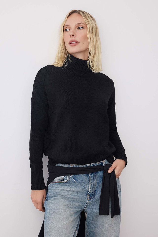 Black - Orange Wide Pattern Soft Texture Knitwear Sweater TWOAW23KZ00469