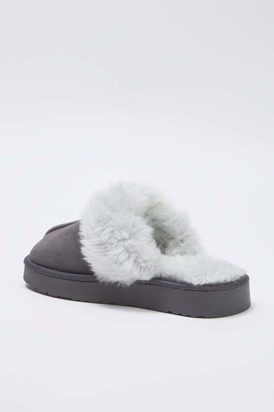 Suede Plush Fur Detailed Women's Slippers TAKAW26ER00006