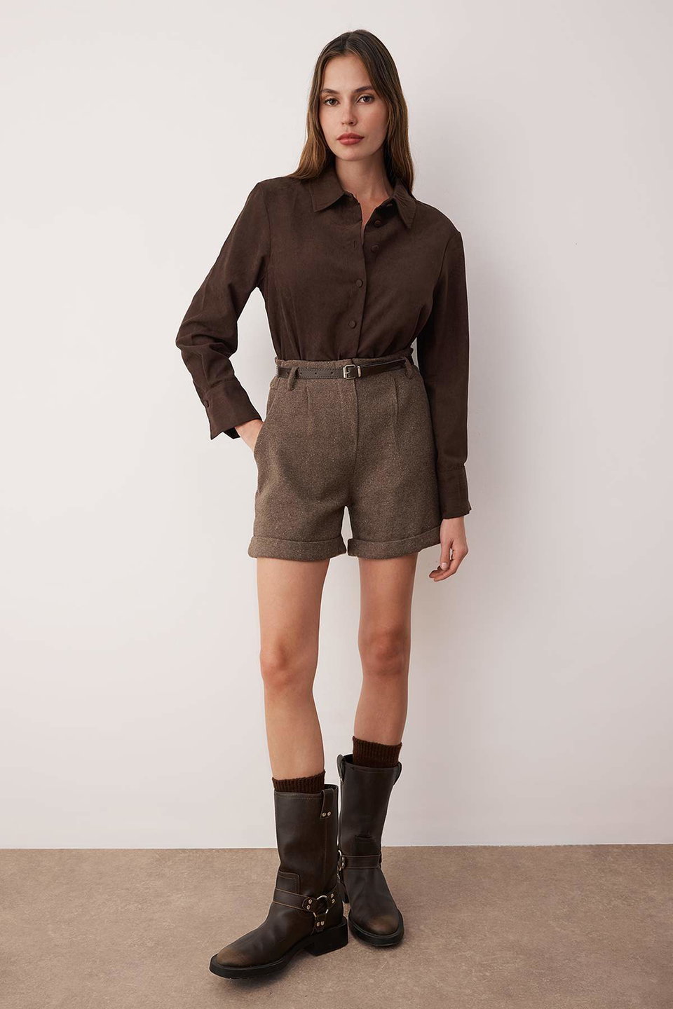 Cashmere Belted Shorts & Bermuda TWOAW26SR00037