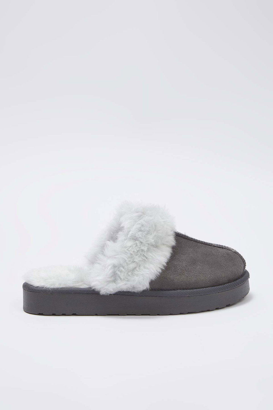 Suede Plush Fur Detailed Women's Slippers TAKAW26ER00006