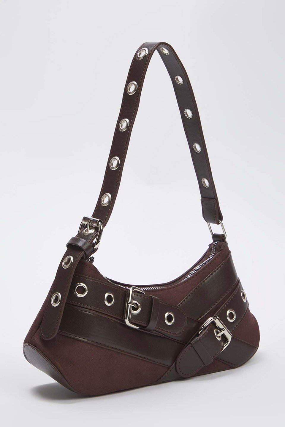 Eyelet Belt Buckle Detailed Women's Baguette Medium Shoulder Bag TAKSS25OC00069