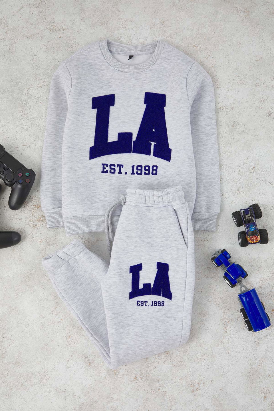 cotton thick/inner fleece printed regular boys' knitted bottom - top set tkdaw26au00048