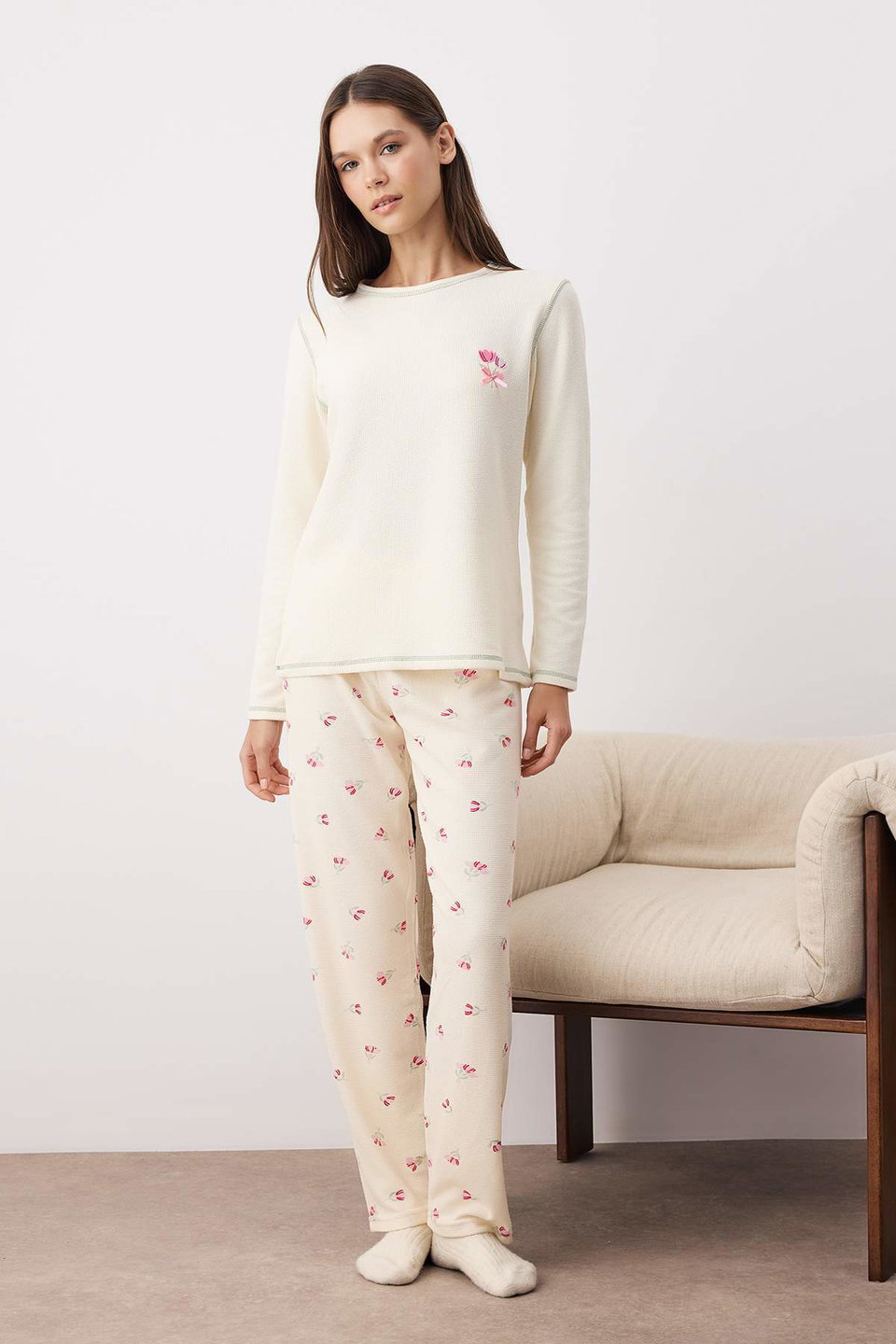 Teddy Bear Soft Winter Waffle Knit Pajama Set THMAW26PT00187