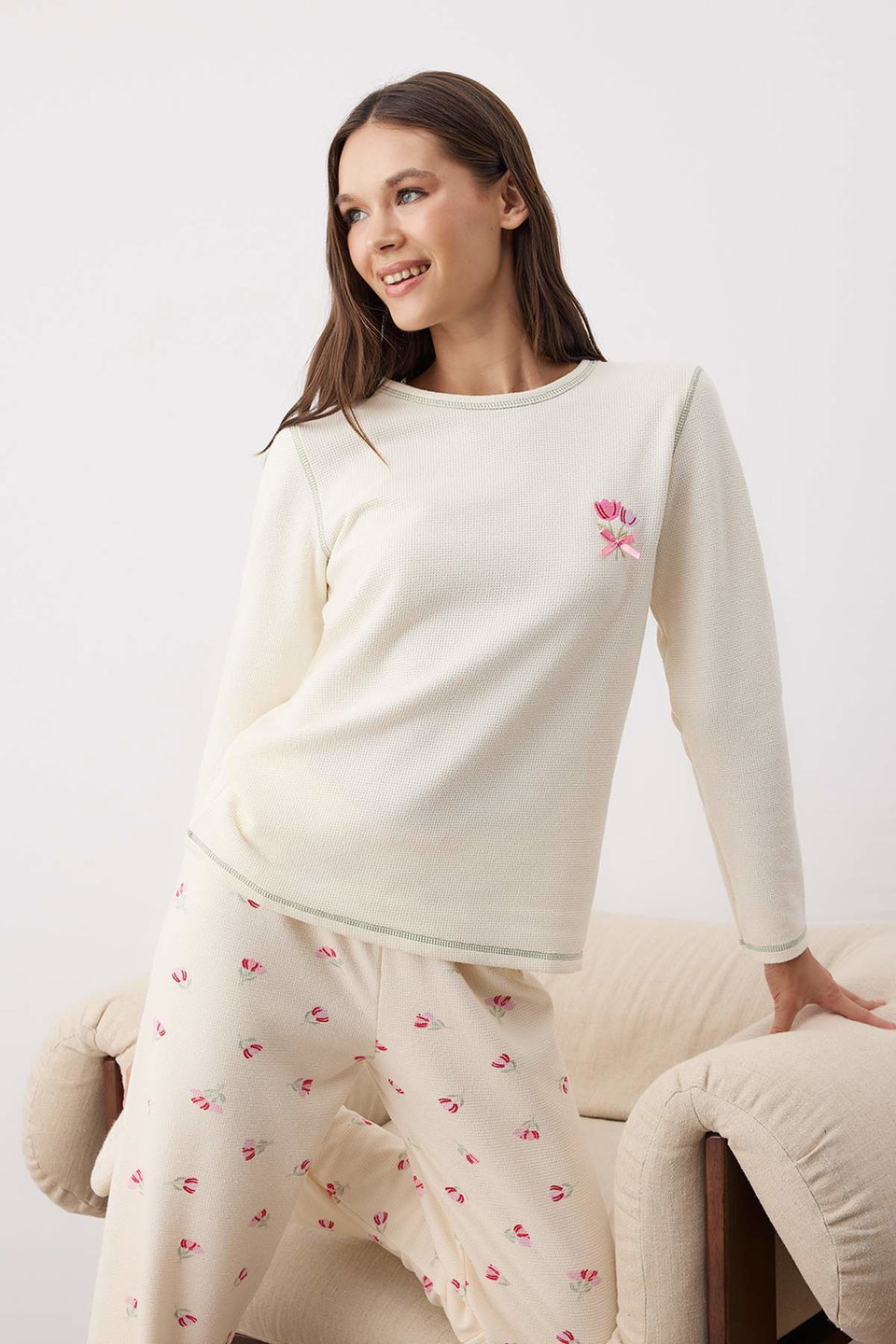 Teddy Bear Soft Winter Waffle Knit Pajama Set THMAW26PT00187