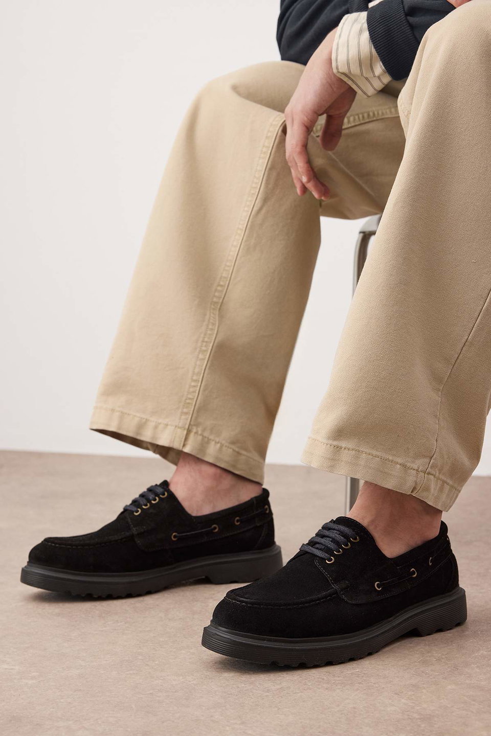 Genuine Leather Lace-Up Detailed Men's Loafer Shoes TAKAW26LA00003
