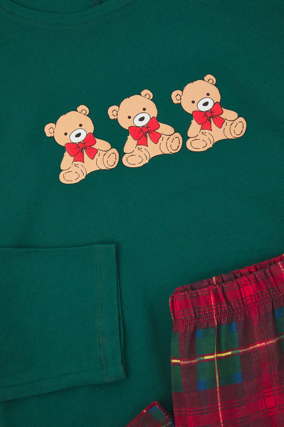 100% Cotton Teddy Bear Plaid Knitted Pajama Set TBBAW26AI00034